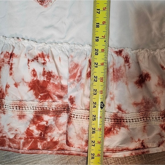 Women's Rayon White and Red Brown Sleeveless Top with crochet and peplum ruffle - Picture 8 of 10